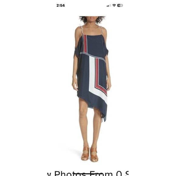 Joie Size Small Color-blocked Nautical EDYTE Dress Asymmetric Hem Navy $348 NEW - Picture 3 of 15
